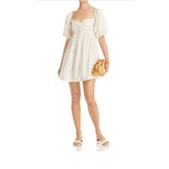NWT En Saison Poplin Babydoll Dress in Cream  - Size S - Picture 1 of 6
